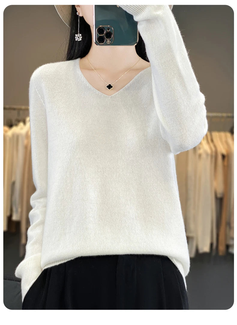 New Women's V-neck First-line Ready-To-Wear Sweater Long Sleeve