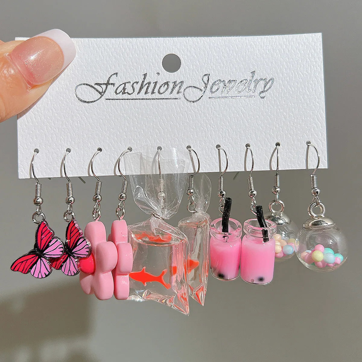 Fashion Sweet Fruit Drink Earrings Set