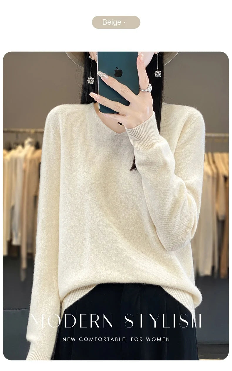 New Women's V-neck First-line Ready-To-Wear Sweater Long Sleeve