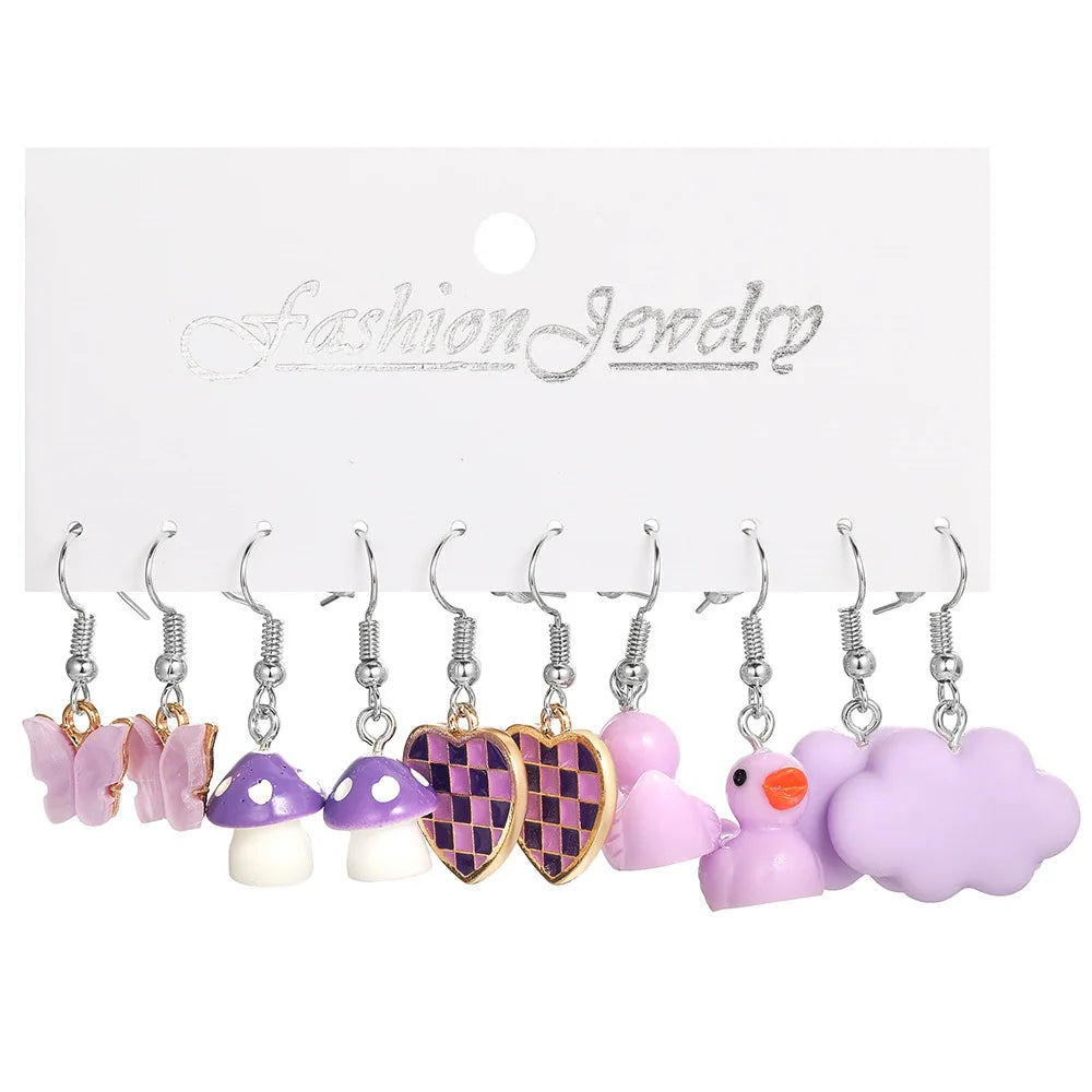 Fashion Sweet Fruit Drink Earrings Set