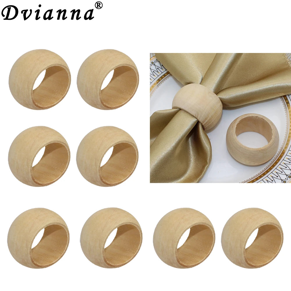 8Pcs Wood Napkin Rings Handmade Wooden