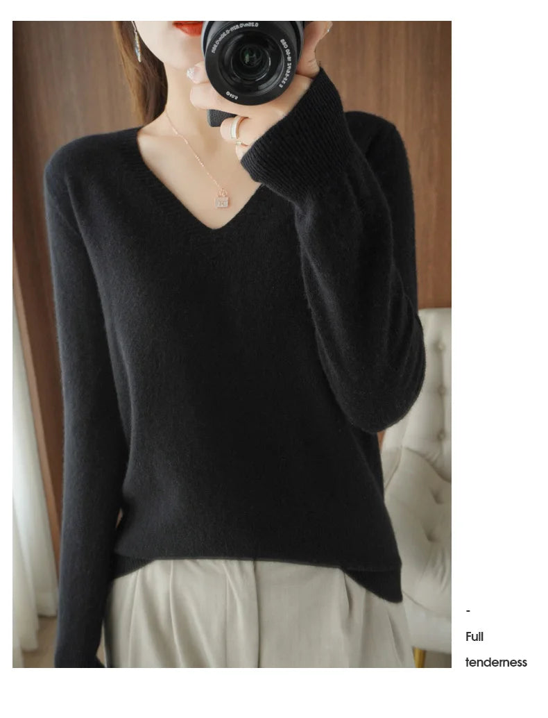 New Cashmere Women's V-neck Pullover