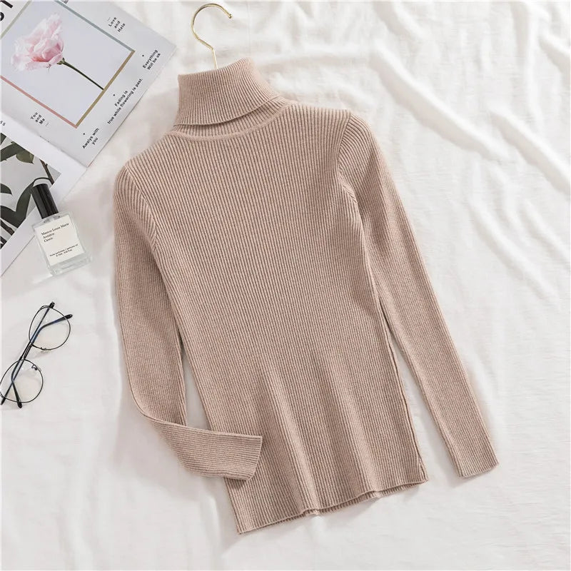 Heliar Women Fall Turtleneck Sweater Knitted Soft Pullovers Cashmere