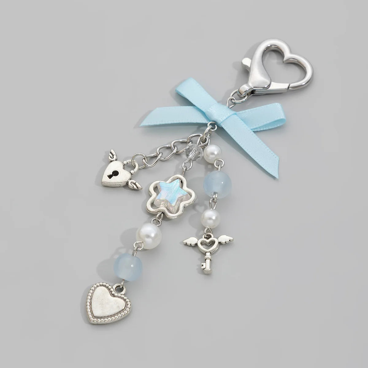 Y2K Fashion Flower Star Love Bow Strawberry Pendant Acrylic Keychain