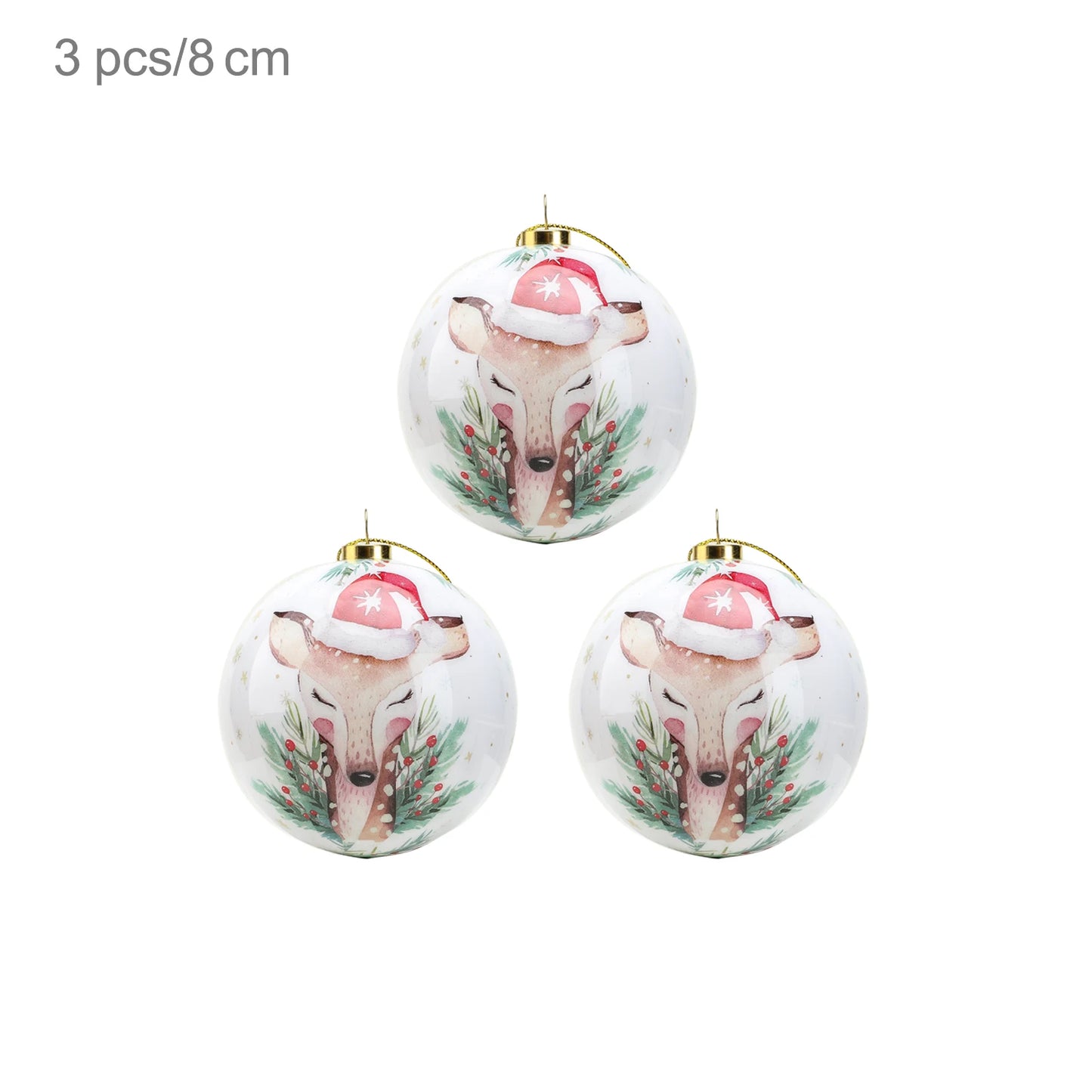 3pcs 8cm Christmas Balls Original Gifts Christmas Decoration 2024 Christmas Tree Decorations Gift Decoration Pendants Baubles
