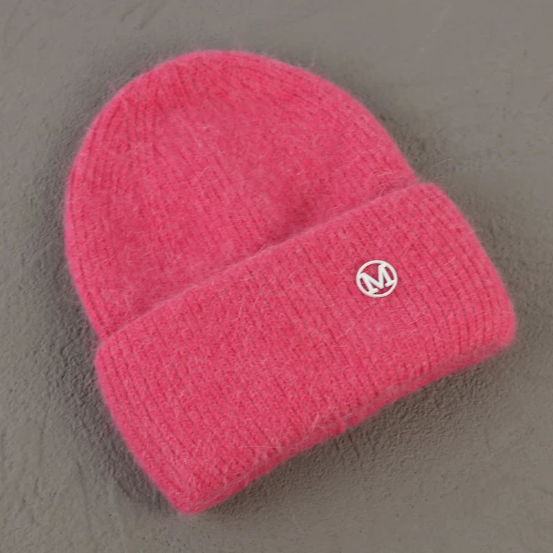Winter Angola Rabbit Fur Knitted Beanies