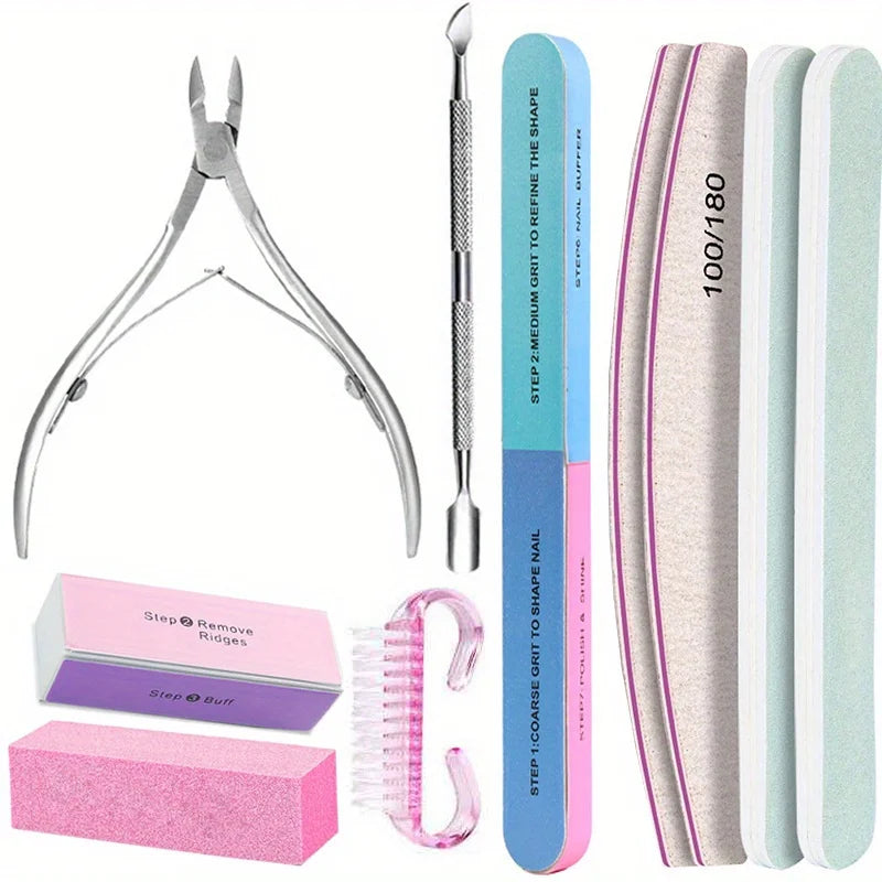10Pcs/lot Nail Art 100/180 Grit Professional Files