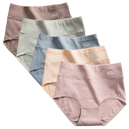 5 Pack Women's Cotton High Waisted Underwear