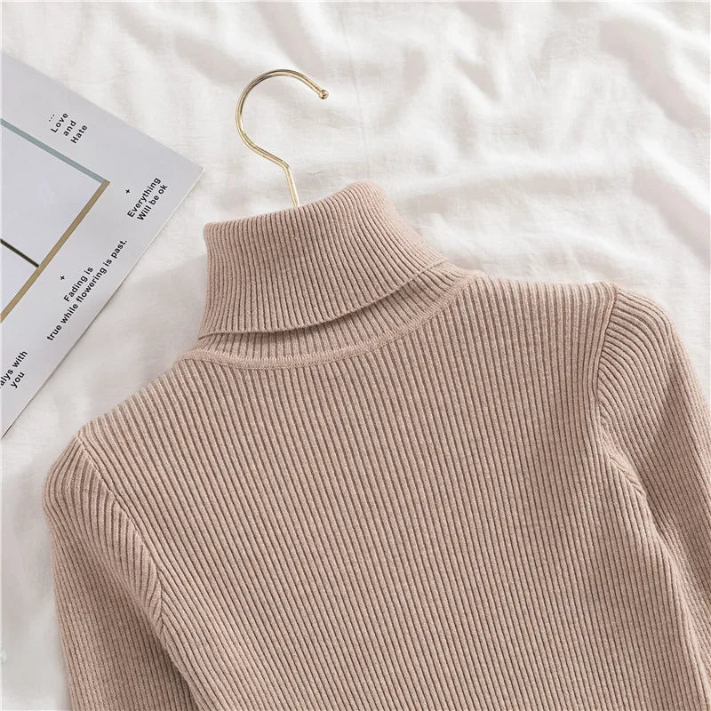 Heliar Women Fall Turtleneck Sweater Knitted Soft Pullovers Cashmere