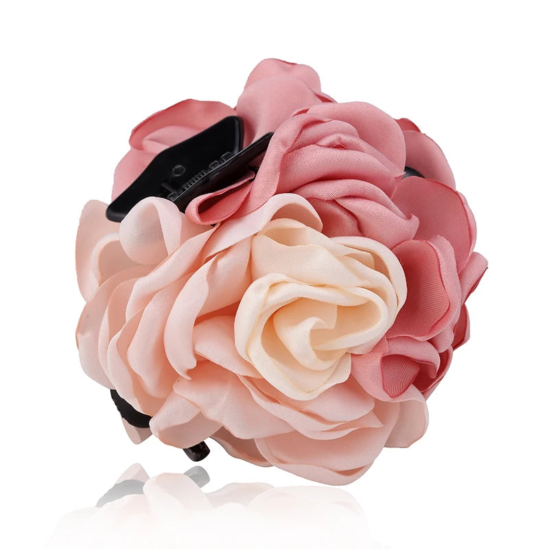 Big Camellia Flower Hair Claws Clips Women