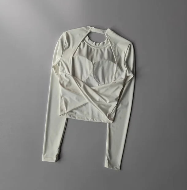 Sexy Short Backless Fixed Chest Pad Sports T-shirt