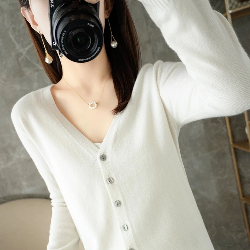V-Neck Temperament Small Fragrant Wind Loose Sweater Sweater
