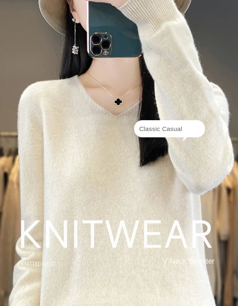 New Women's V-neck First-line Ready-To-Wear Sweater Long Sleeve