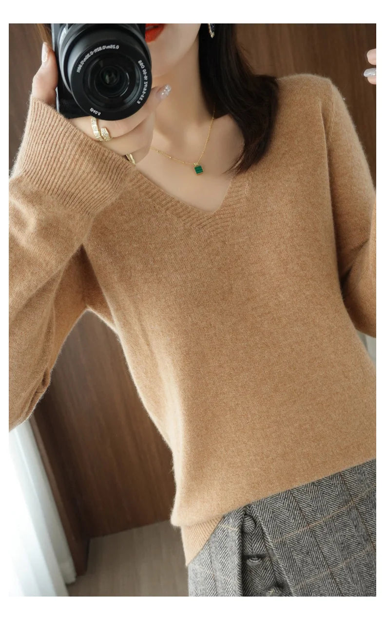 New Cashmere Women's V-neck Pullover