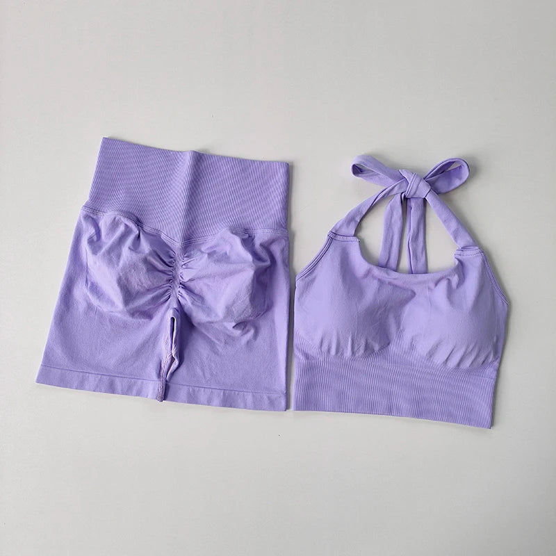 Peach Hip Lifting Suit Neck Hanging Sports Bra