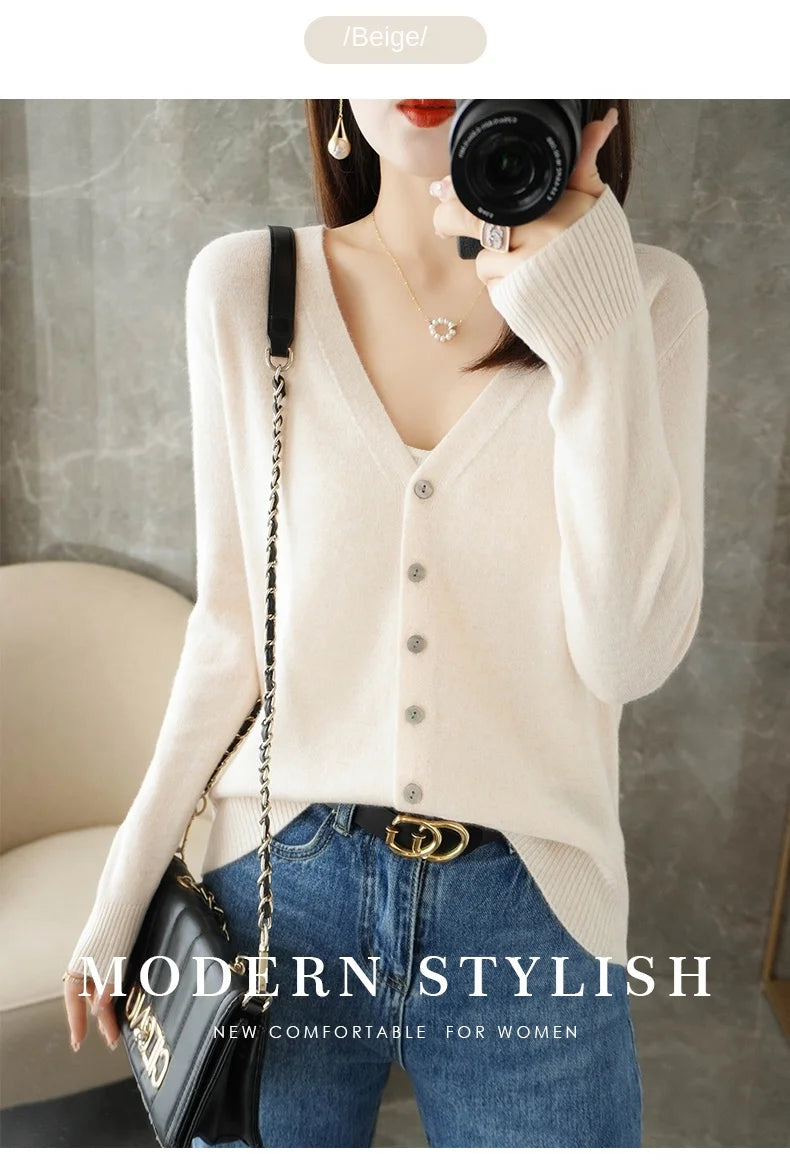 V-Neck Temperament Small Fragrant Wind Loose Sweater Sweater
