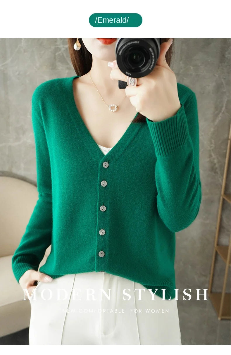 V-Neck Temperament Small Fragrant Wind Loose Sweater Sweater