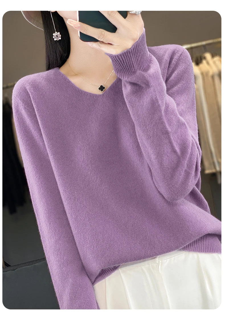 New Women's V-neck First-line Ready-To-Wear Sweater Long Sleeve