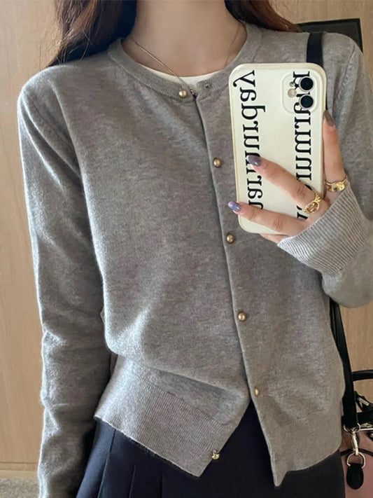 Solid Color Knitted for Women Cardigan