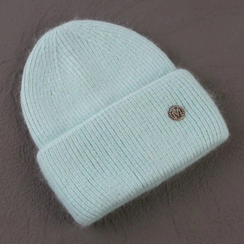 Winter Angola Rabbit Fur Knitted Beanies