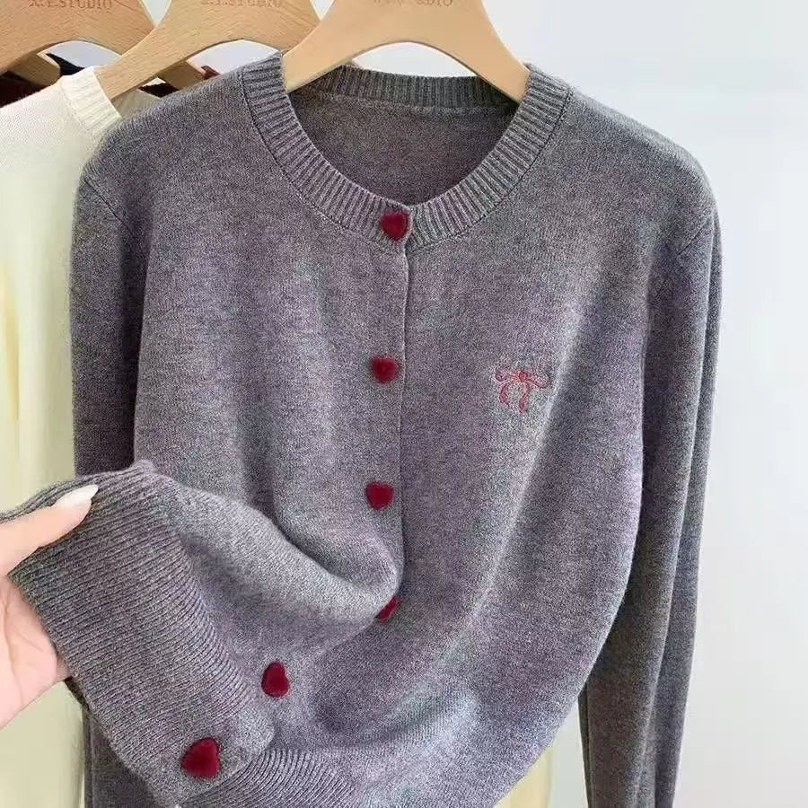 Women's Clothing Vintage Love Button Knit Cardigan