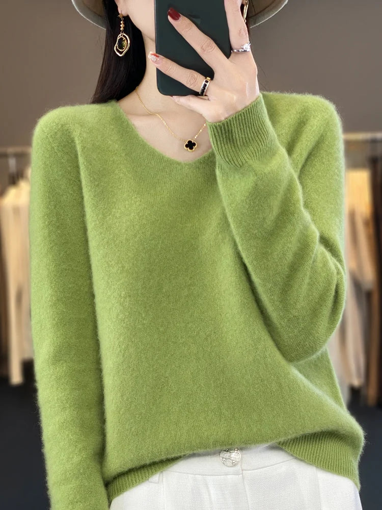 Fashion100% Merino Wool Sweater Cashmere  Pullover