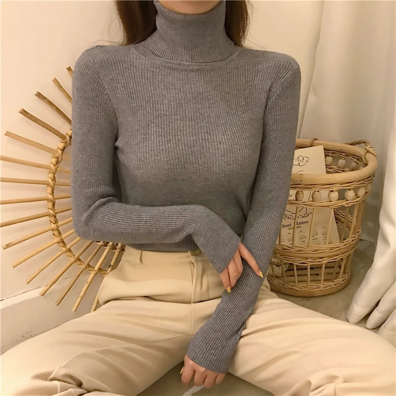 Heliar Women Fall Turtleneck Sweater Knitted Soft Pullovers Cashmere