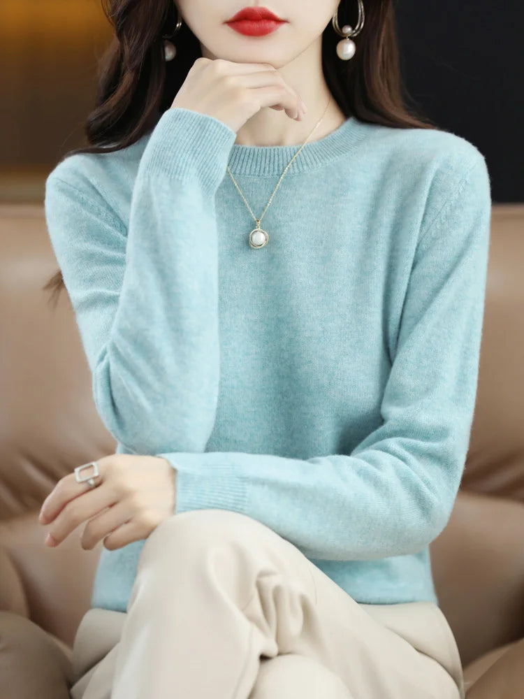 Fashion 100% Merino Wool Sweater Elegant Cashmere P