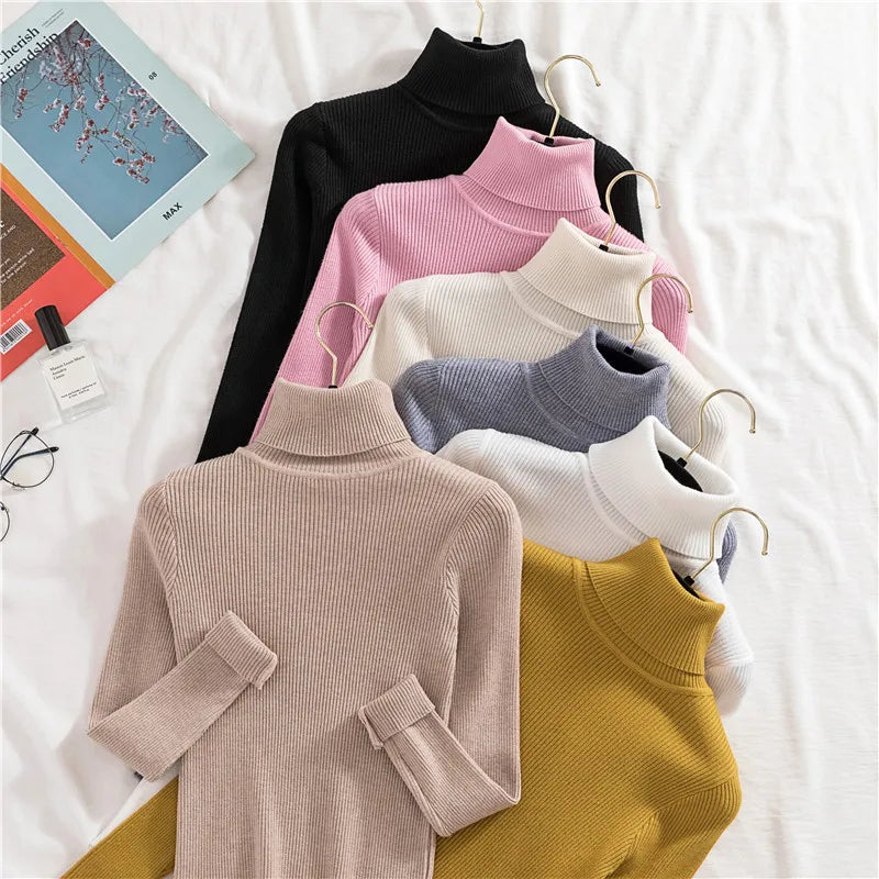 Heliar Women Fall Turtleneck Sweater Knitted Soft Pullovers Cashmere
