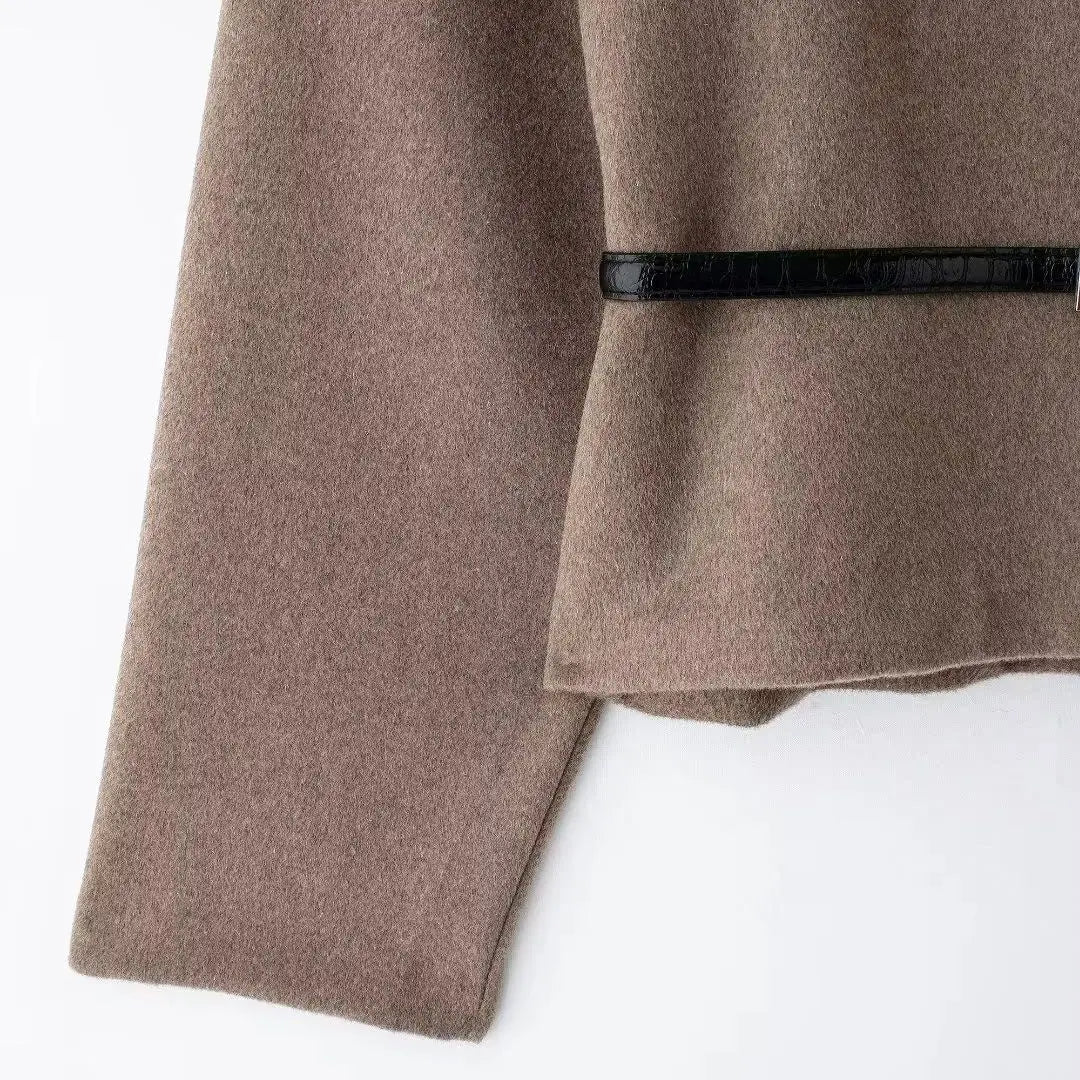 Women's Outerwear  With Belt Soft Top Elegant Chic Autumn/Winter Coat