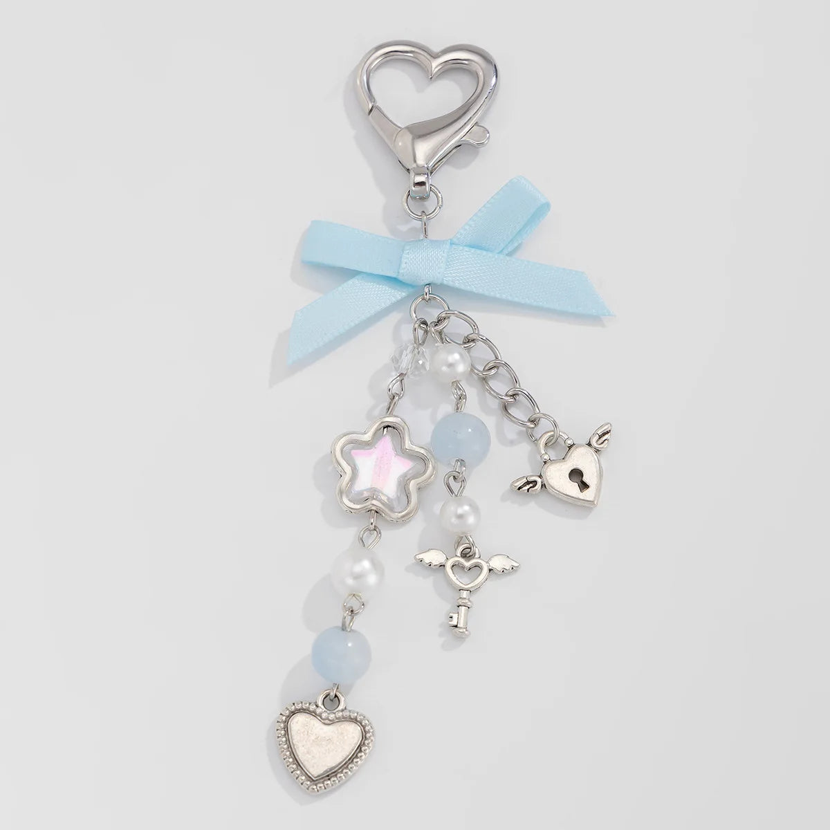 Y2K Fashion Flower Star Love Bow Strawberry Pendant Acrylic Keychain