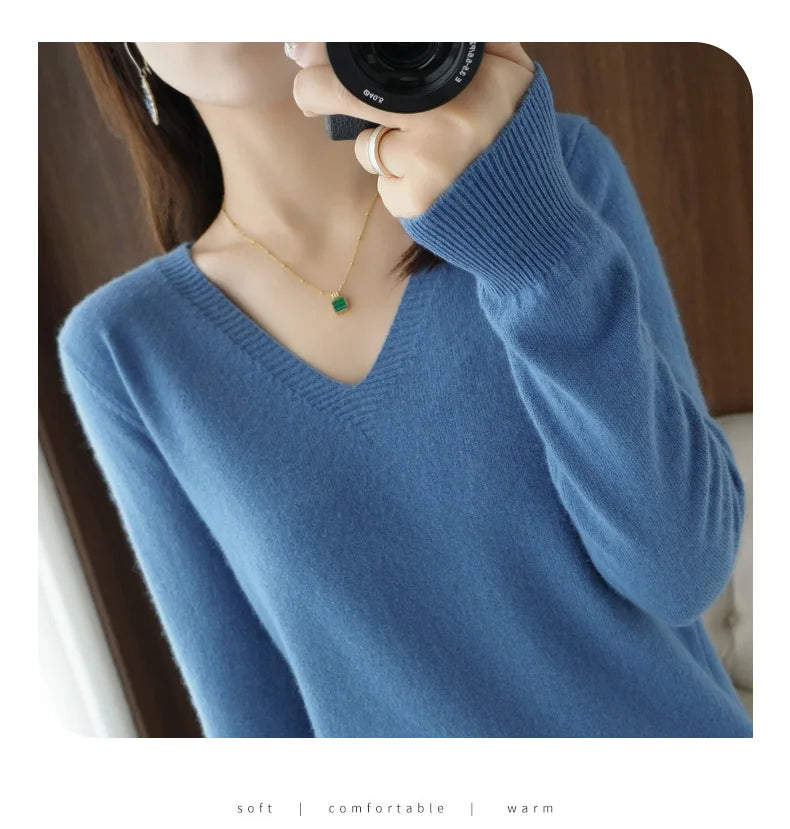 New Cashmere Women's V-neck Pullover