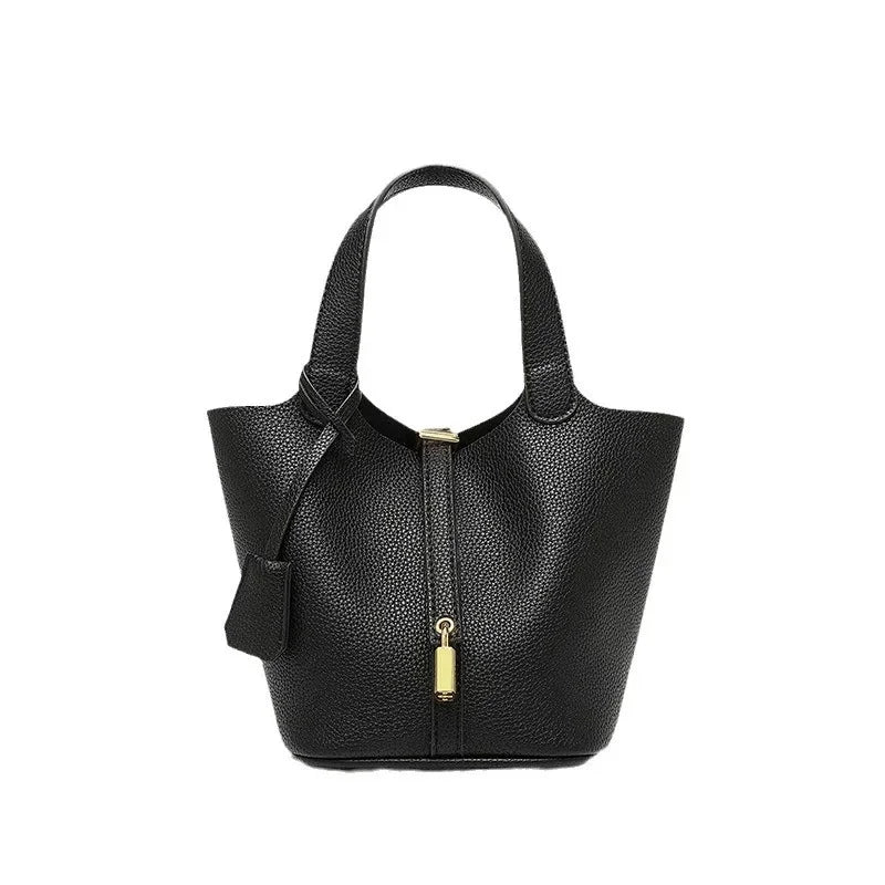 Large Capacity PU Handbag Basket Bucket Bag