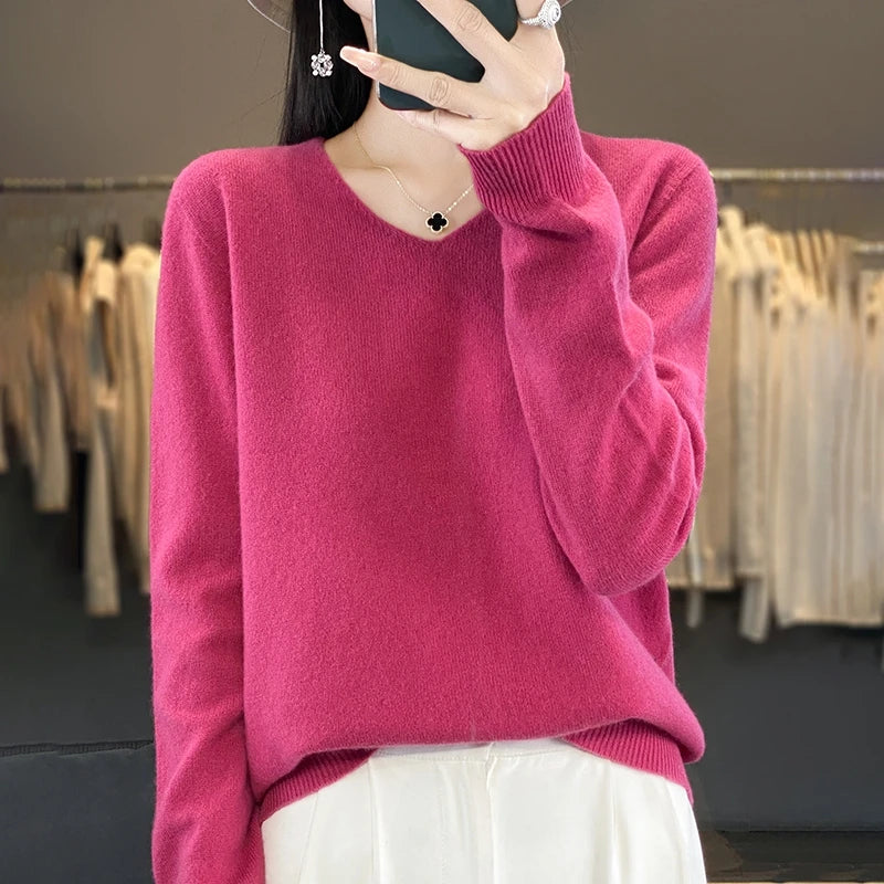 New Women's V-neck First-line Ready-To-Wear Sweater Long Sleeve
