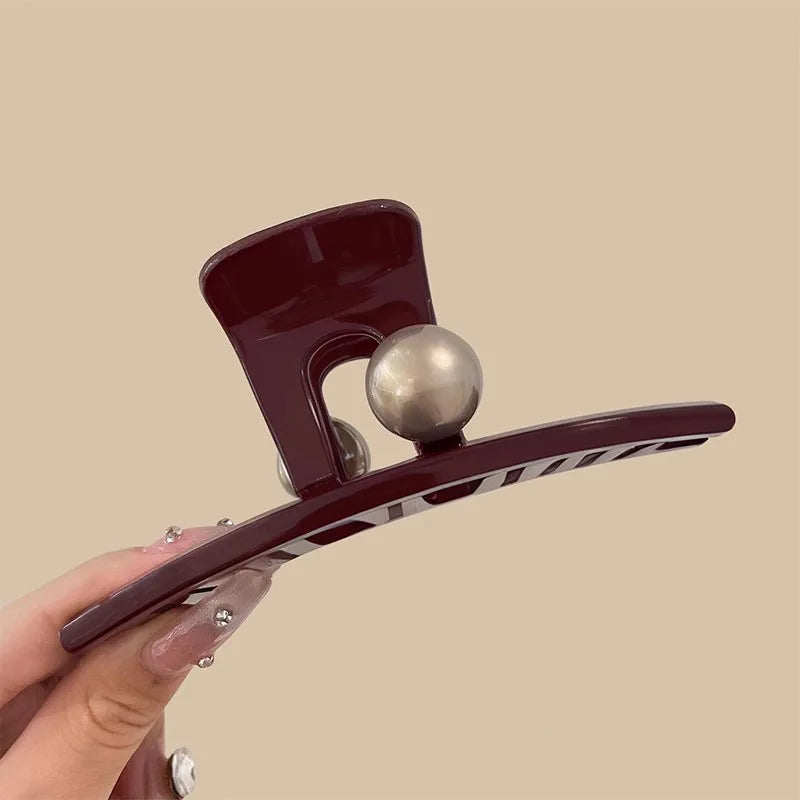 Large Red Pearl Hair Grab for Women Girls Headwear