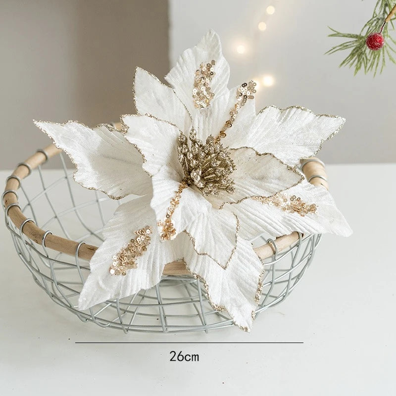 A Variety of High-end Velvet Fabric Hand-coated with Powder To Simulate Christmas Flowers and Christmas Decorations   Xmas Tree