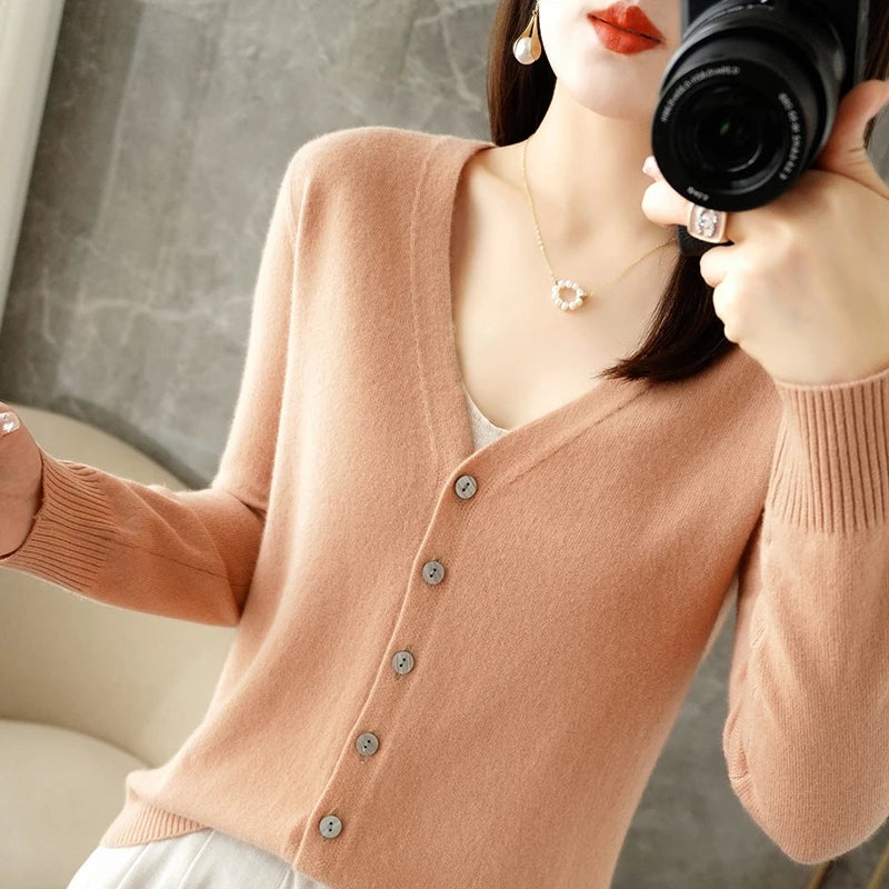 V-Neck Temperament Small Fragrant Wind Loose Sweater Sweater