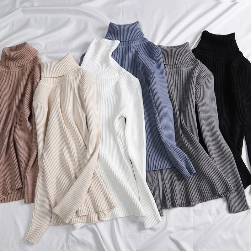 Heliar Women Fall Turtleneck Sweater Knitted Soft Pullovers Cashmere