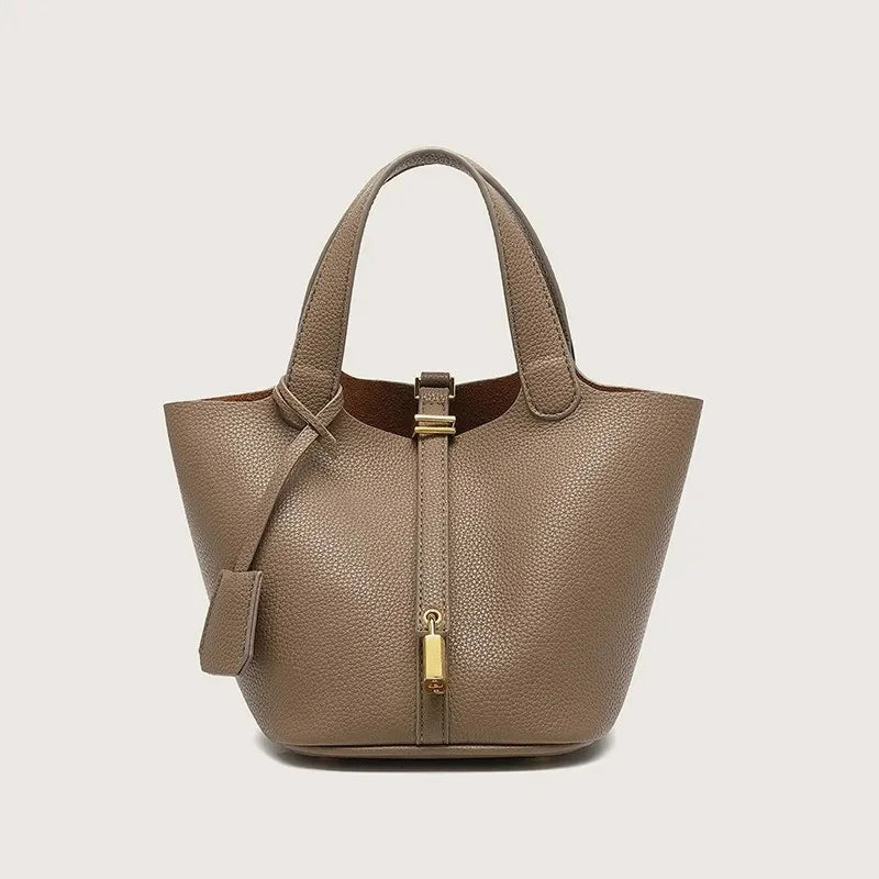 Large Capacity PU Handbag Basket Bucket Bag