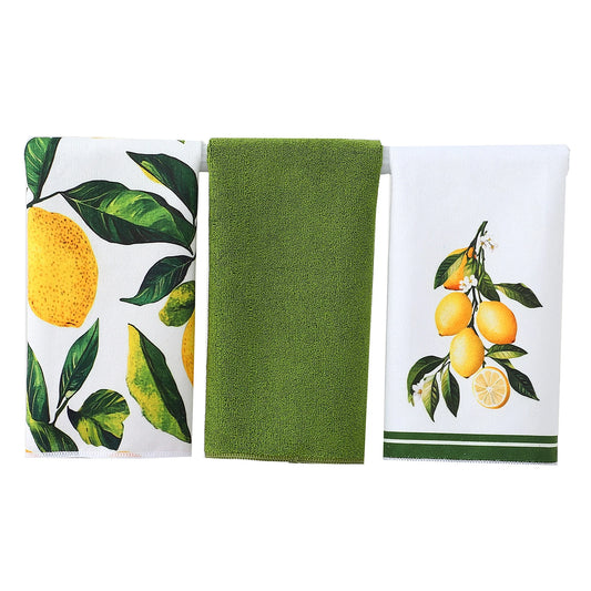 Lemon Print Kitchen Dish Towel Absorbent Kitchen Towels Quick Drying Dish Cloth for Spring Summer Kitchen Cooking Cleaning Decor