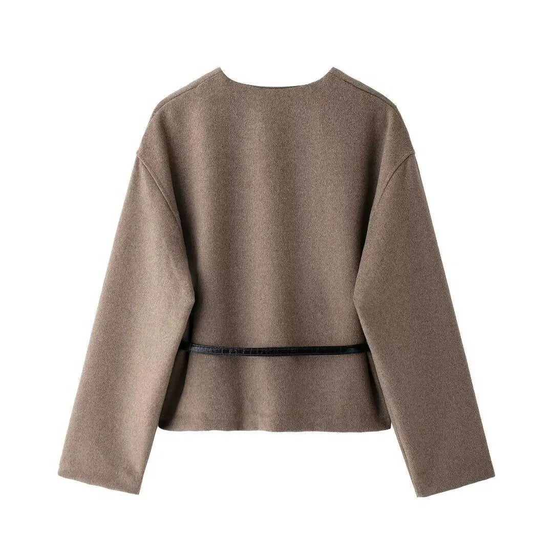 Women's Outerwear  With Belt Soft Top Elegant Chic Autumn/Winter Coat