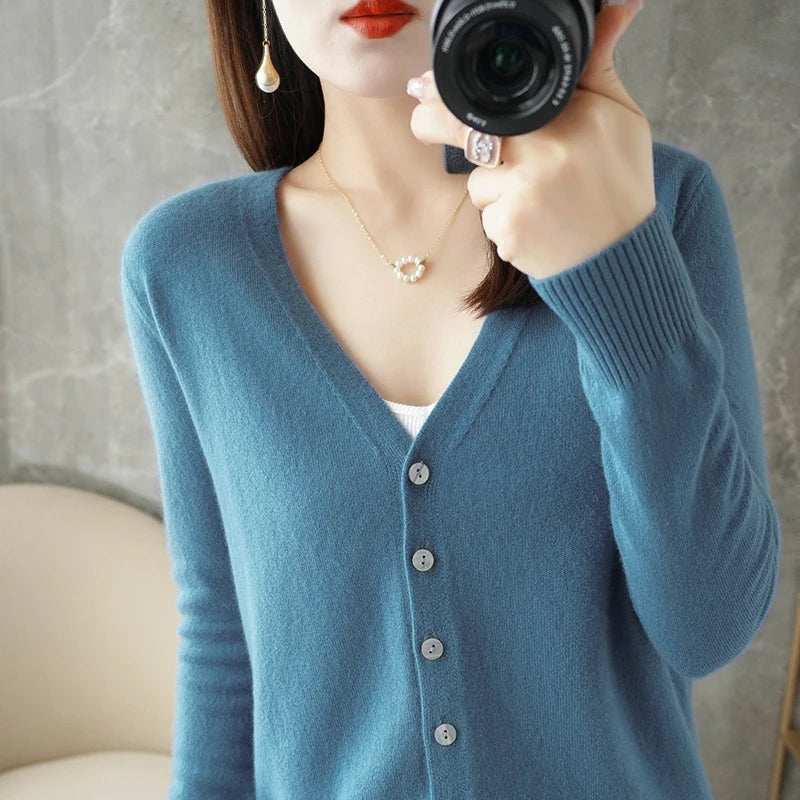 V-Neck Temperament Small Fragrant Wind Loose Sweater Sweater