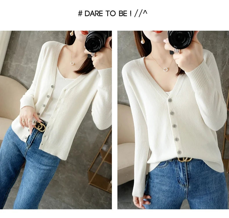 V-Neck Temperament Small Fragrant Wind Loose Sweater Sweater