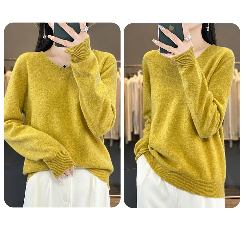 New Women's V-neck First-line Ready-To-Wear Sweater Long Sleeve