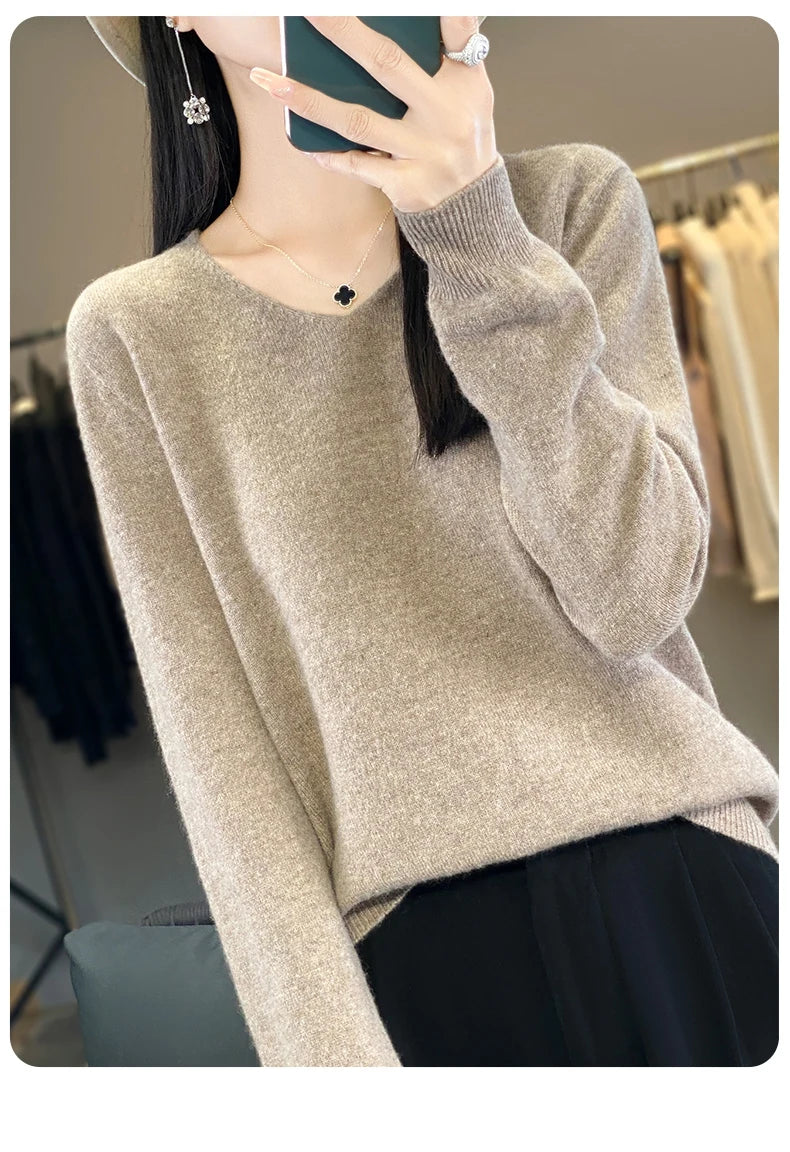 New Women's V-neck First-line Ready-To-Wear Sweater Long Sleeve