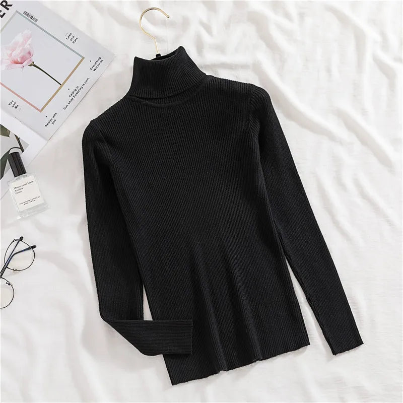 Heliar Women Fall Turtleneck Sweater Knitted Soft Pullovers Cashmere