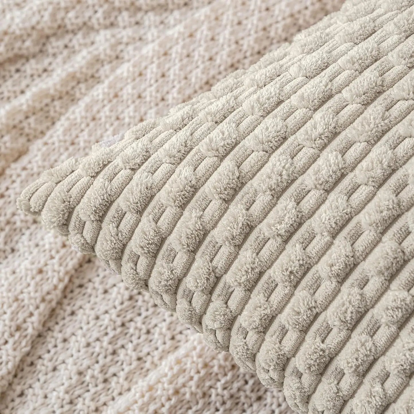 Fall Decorative Throw Pillow Covers Soft Corduroy Boho Striped Pillow Covers Pillowcases Farmhouse Home Decor for Couch Bed Sofa