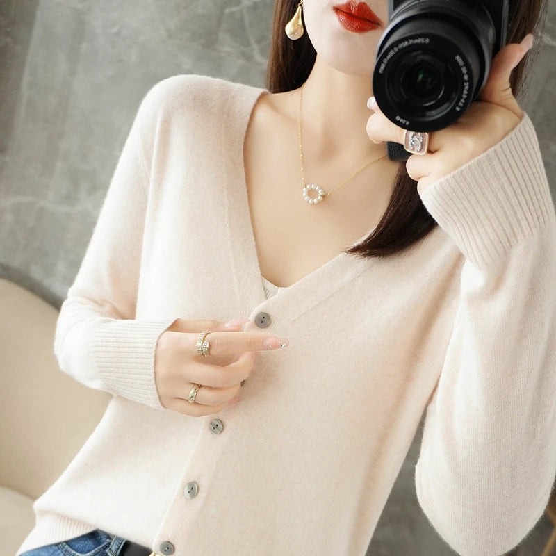 V-Neck Temperament Small Fragrant Wind Loose Sweater Sweater