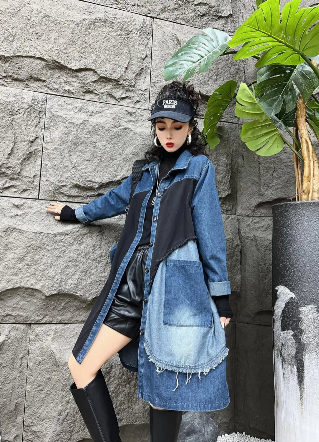 Oversized Denim Autumn Midi Trench Coat