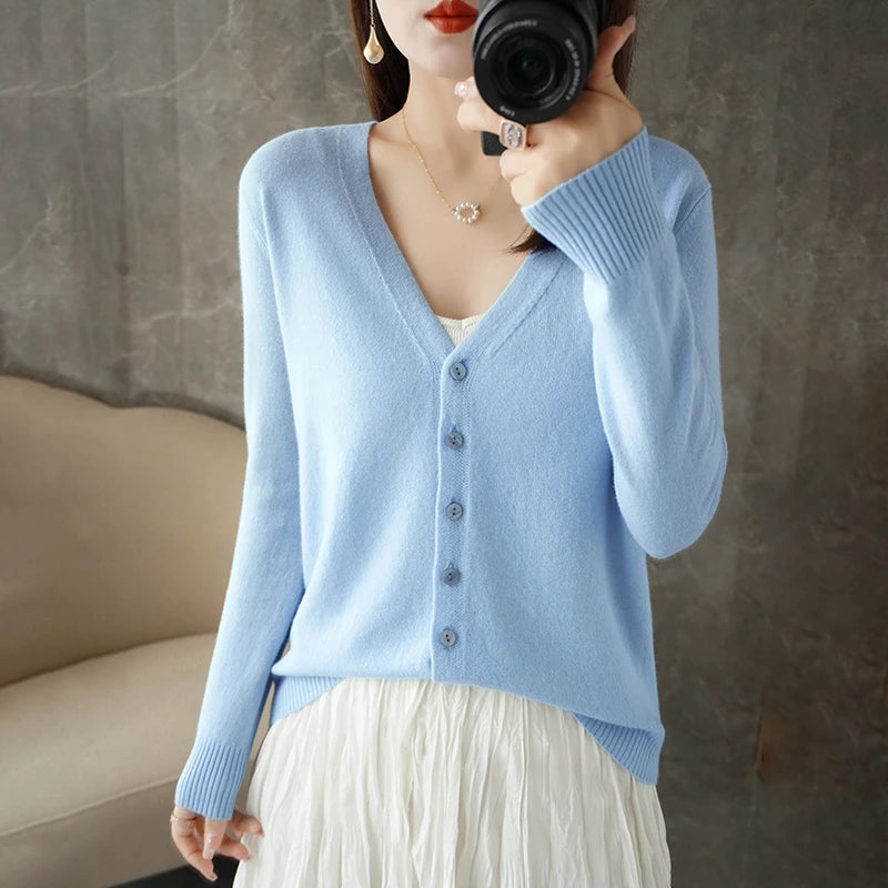 V-Neck Temperament Small Fragrant Wind Loose Sweater Sweater